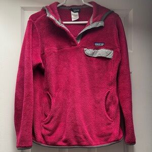 Patagonia Women's Large Hooded Synchilla Sweater Pink Botton Classic